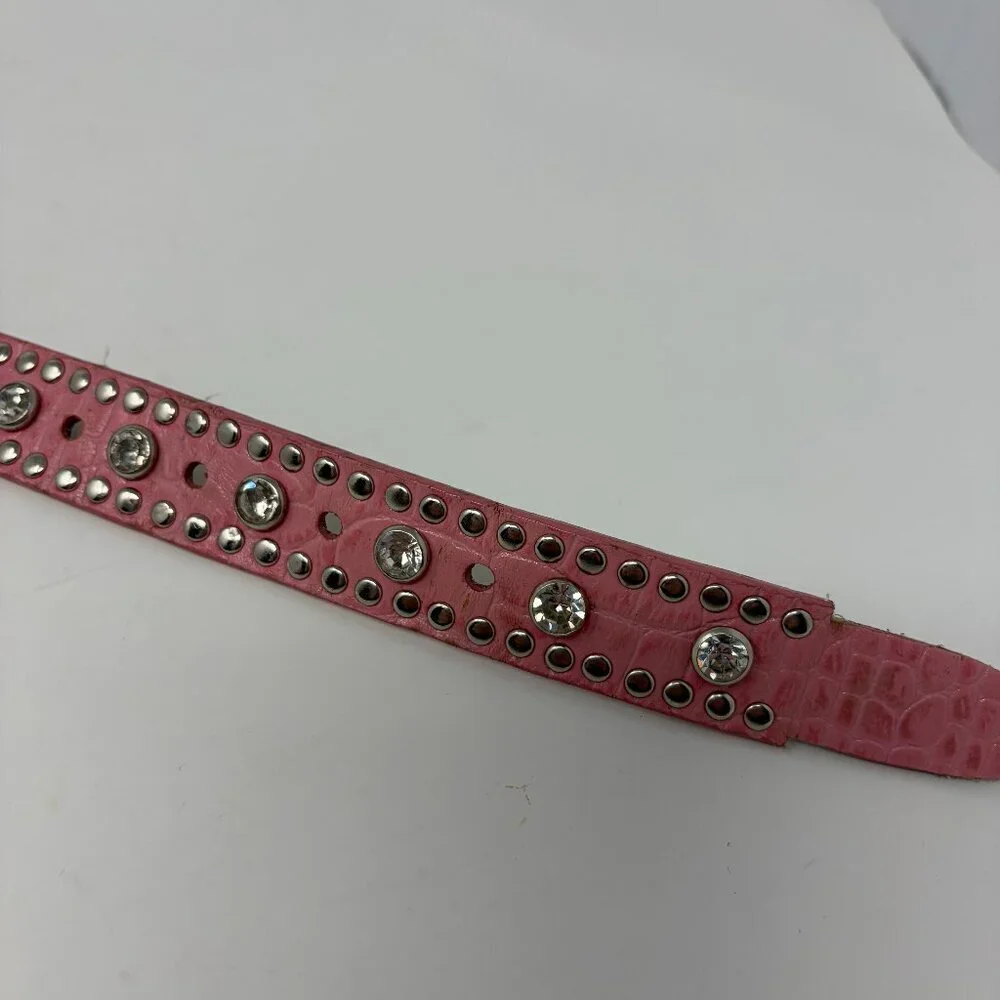 Nocona Belt Co. women's belt pink leather silver western XS
